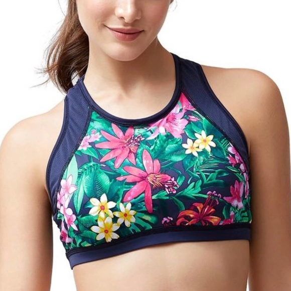 Tommy Bahama Active Jungle Canopy Reversible High-Neck Sport Swim Top - Picture 1 of 8
